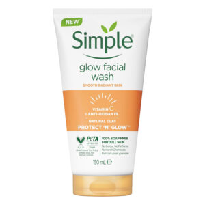 ژل شستشو ویتامین سی و خاک رس سیمپل Simple مدل Glow حجم 150 میل
