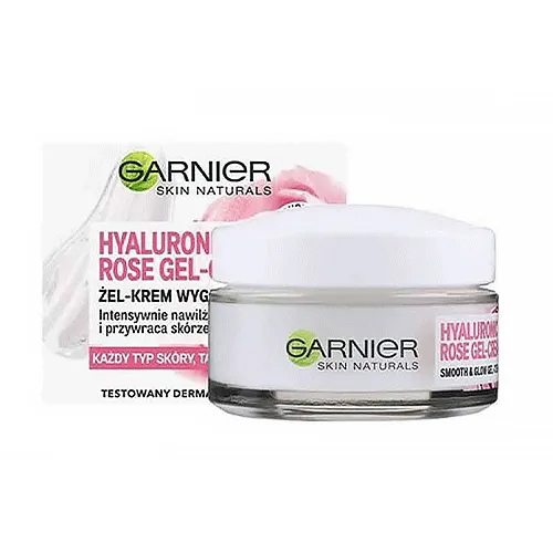 garnier-hyaluronic-rose-gel-cream-masokala.com_ ژل کرم آبرسان گل رز گارنیر Garnier انواع پوست حجم 50 میل - تصویر 1