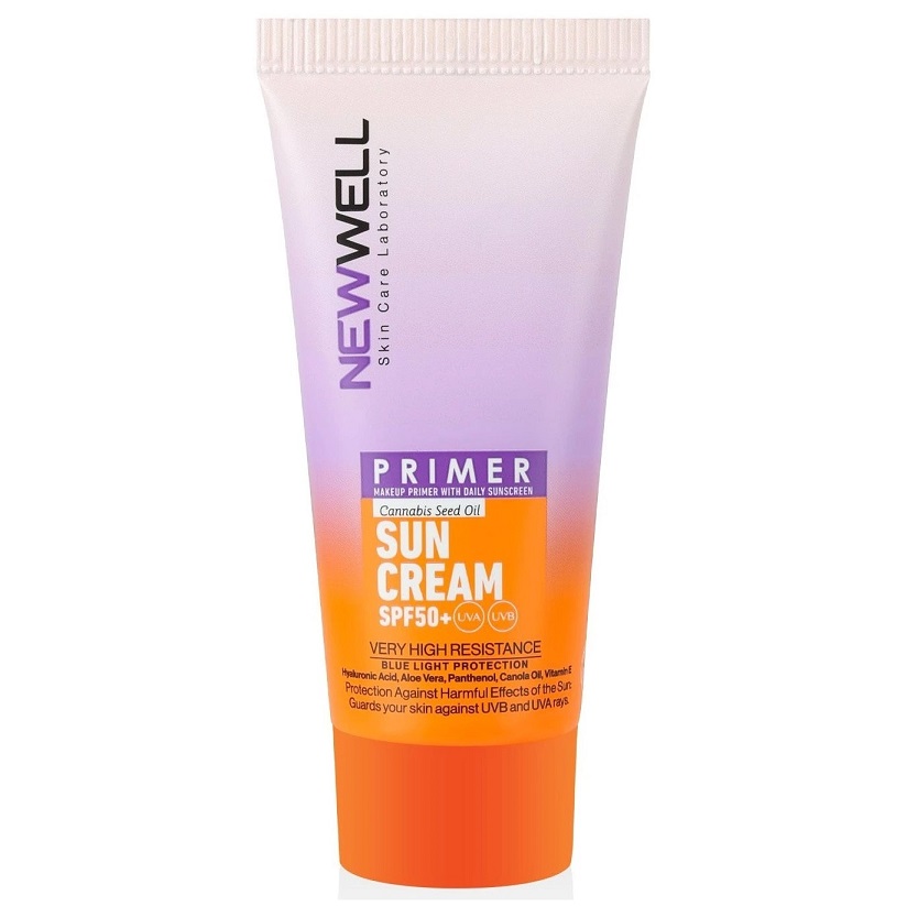 new-well-primer-sun-cream-spf-50-masokala.com-3 پرایمر و ضد آفتاب نیوول Newwell حجم 50 میل - تصویر 1